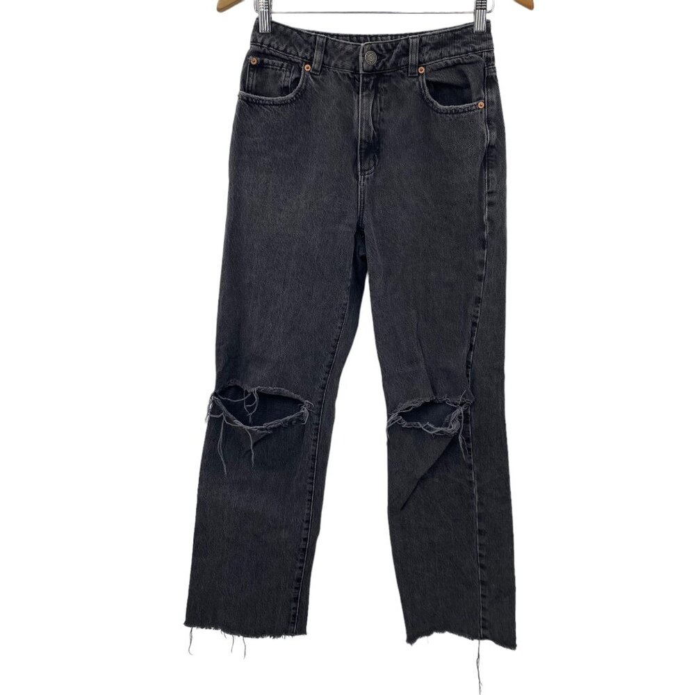 Garage Denim 03/26 Black Wash Raw Hem Ripped Knees Denim Jeans